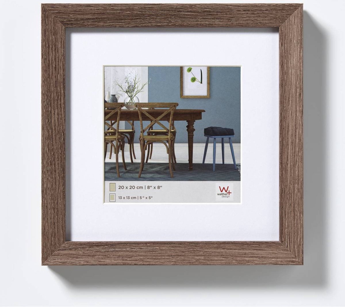 Walther fiorito - cadre en bois mdf - format photo 20x20 cm - noyer