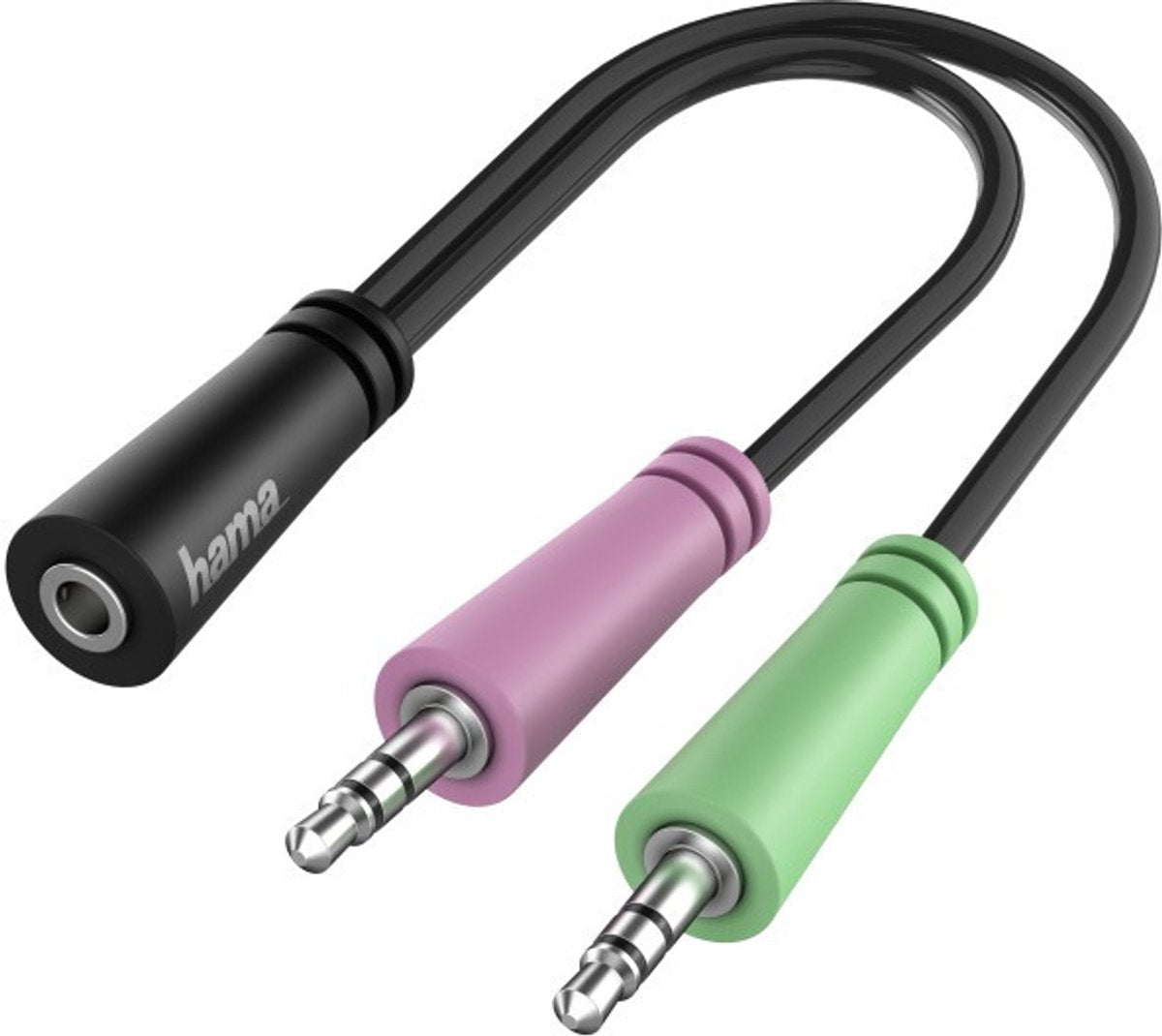 Hama 00200351 câble de connexion audio fiche jack [2x fiche jack mâle 3,5 mm - 1x fiche jack femelle 3,5 mm] 0,15 m noir