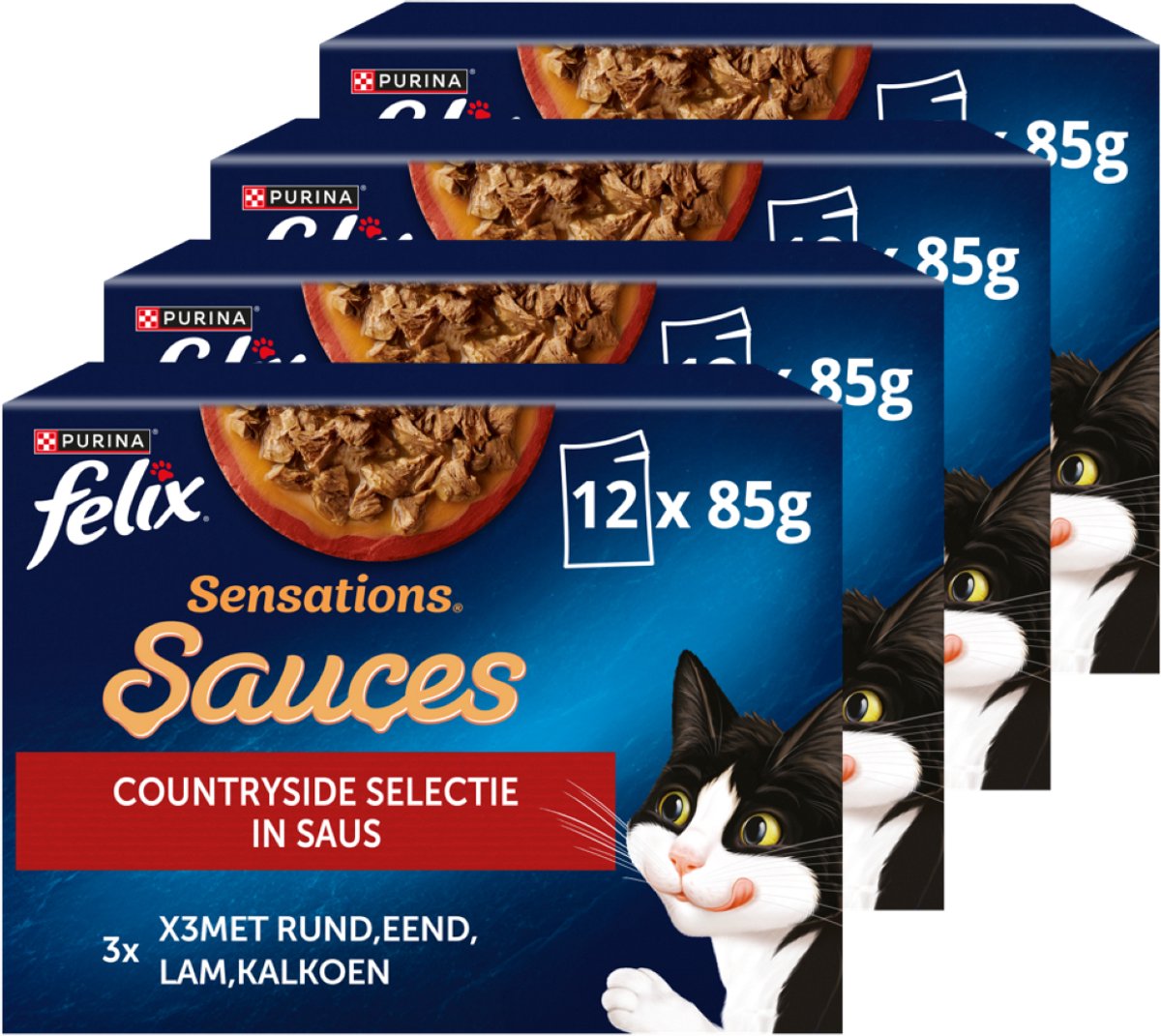 Sauces Felix sensations - nourriture humide pour chat - sélection campagne - 48 x 85 g