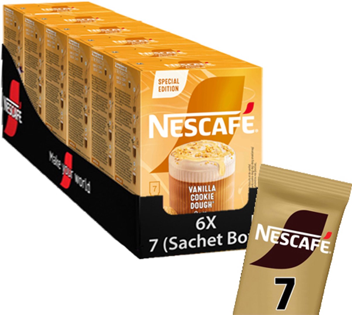 Nescafé pâte à biscuits vanille café instantané latte - 6 boîtes x 7 sachets