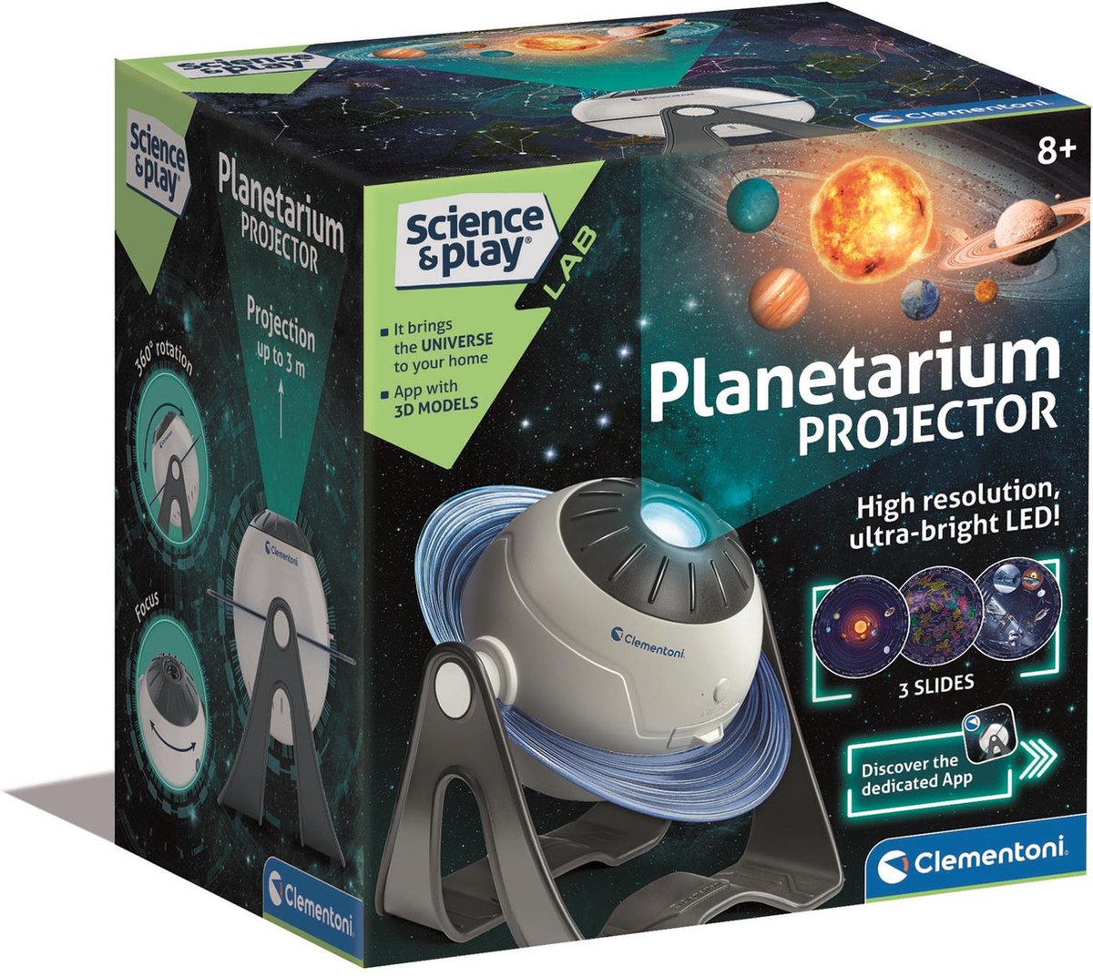 Jeu scientifique Clementoni - projecteur de planétarium - jouet vocal - admirez les planètes et les étoiles - à partir de 8 ans