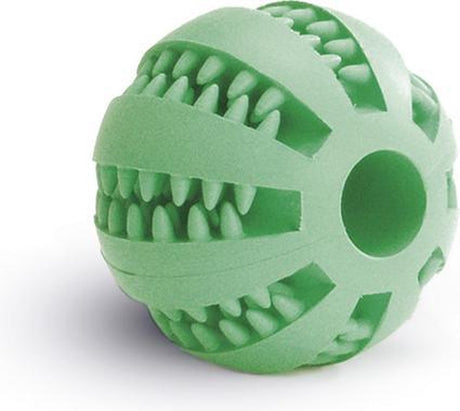 Beeztees honden speelgoed massagebal - rubber bal voor hond - gebitsverzorging - mint-smaak - 7 cm