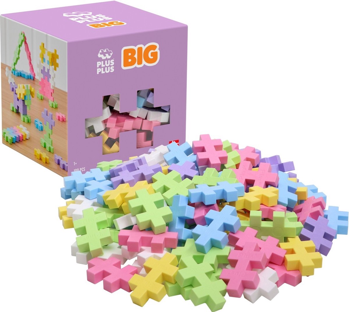 Jeu de construction Plus-Plus Big Pastel 100 pièces - 3412 - jouets de construction pour petits enfants - jouets de construction - ensemble avec blocs de construction - à partir de 1 an