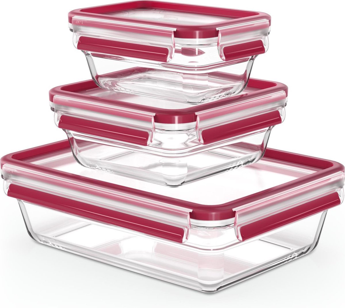 Tefal masterseal glass - coffret de conservation des aliments - 3 pièces - verre - convient au four