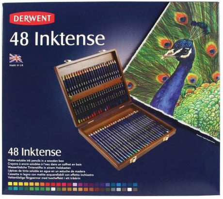 Derwent - boîte en bois pour crayons Inktense avec 48 crayons