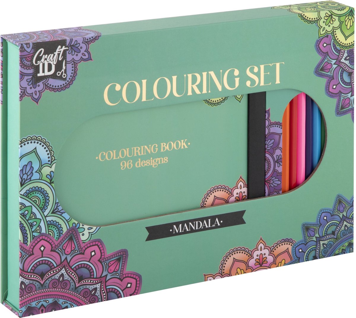 Ensemble de coloriage de groupe d'artisanat créatif mandala avec 10 crayons de couleur