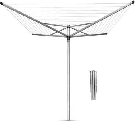 Brabantia topspinner droogmolen - 60 m - met metalen grondanker - metallic grey