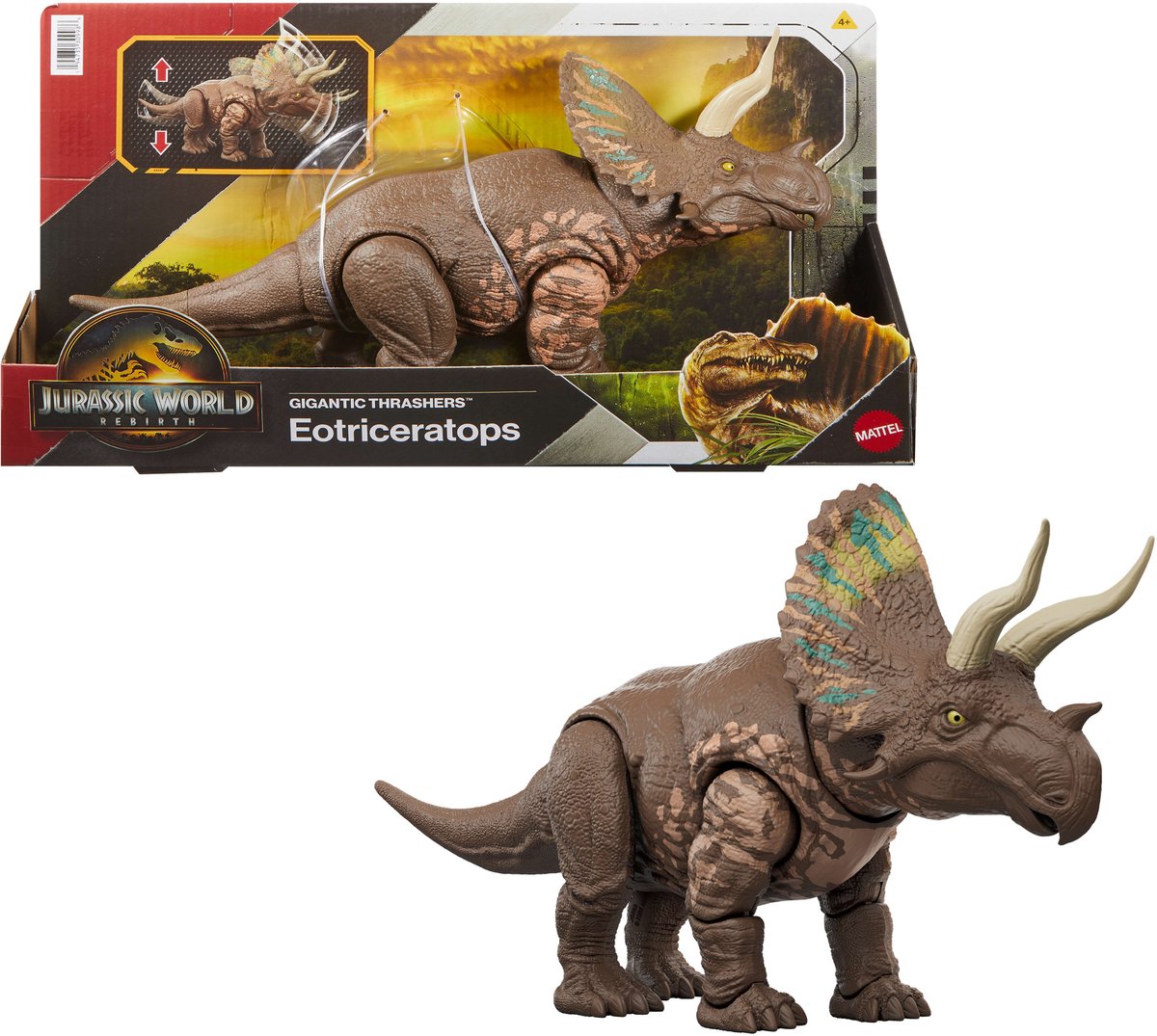Destroyers géants de la renaissance du monde jurassique eotriceratops - la queue active les attaques