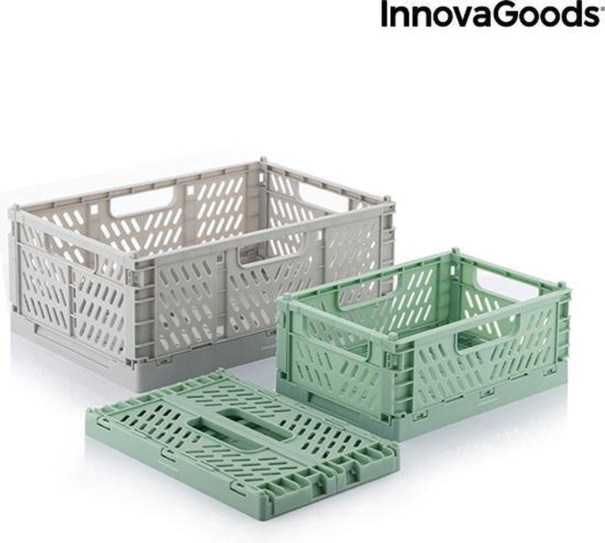 Innovagoods lot de 3 caisses de rangement boxtor pliables et empilables