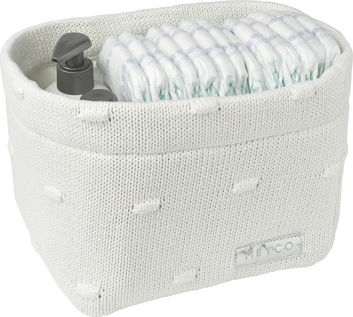 Panier à langer Meyco baby noeuds - blanc cassé - petit