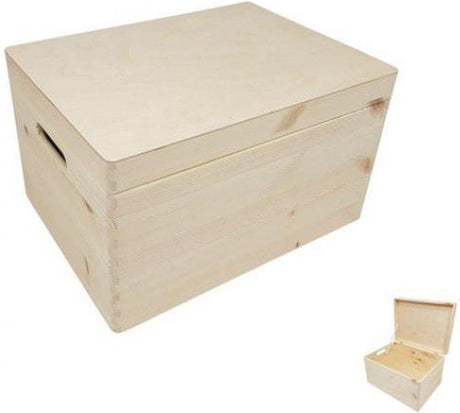 Boîte de rangement en pin Playwood avec couvercle à rabat (40x30x23cm)