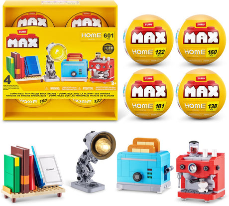 Ensemble de construction de maison Max Zuru - livres, café, grille-pain et lampe - paquet de 4