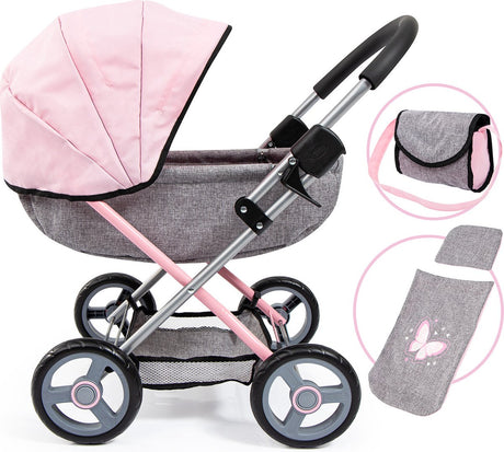 Bayer design - landau de poupée douillet - gris avec papillons