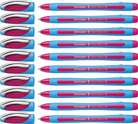 Schneider instruments d'écriture stylo à bille schneider - slider memo - xb - 1,4 mm - rose - 10 pièces - s-150209-10