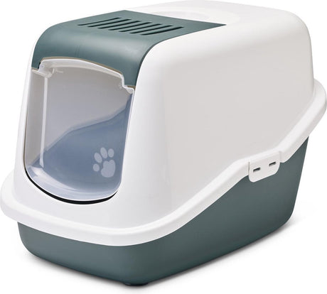 Savic toilette pour chat nestor nordic 56x39x38,5 cm - bac à litière - vert blanc