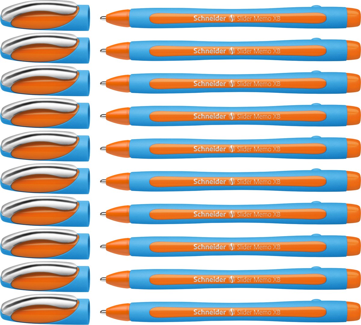 Schneider instruments d'écriture stylo à bille schneider - slider memo - plume xb - largeur d'écriture 1,4 mm - orange - 10 pièces - s-150206-10
