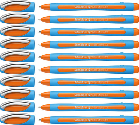 Schneider instruments d'écriture stylo à bille schneider - slider memo - plume xb - largeur d'écriture 1,4 mm - orange - 10 pièces - s-150206-10