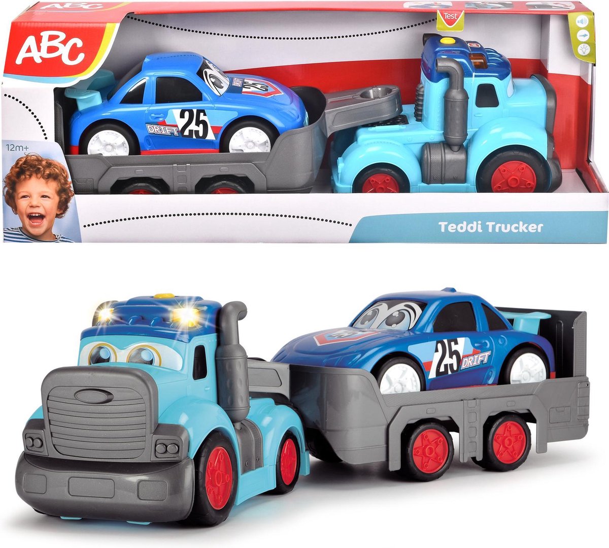 Dickie toys abc teddi trucker 60 cm - son léger - véhicule jouet