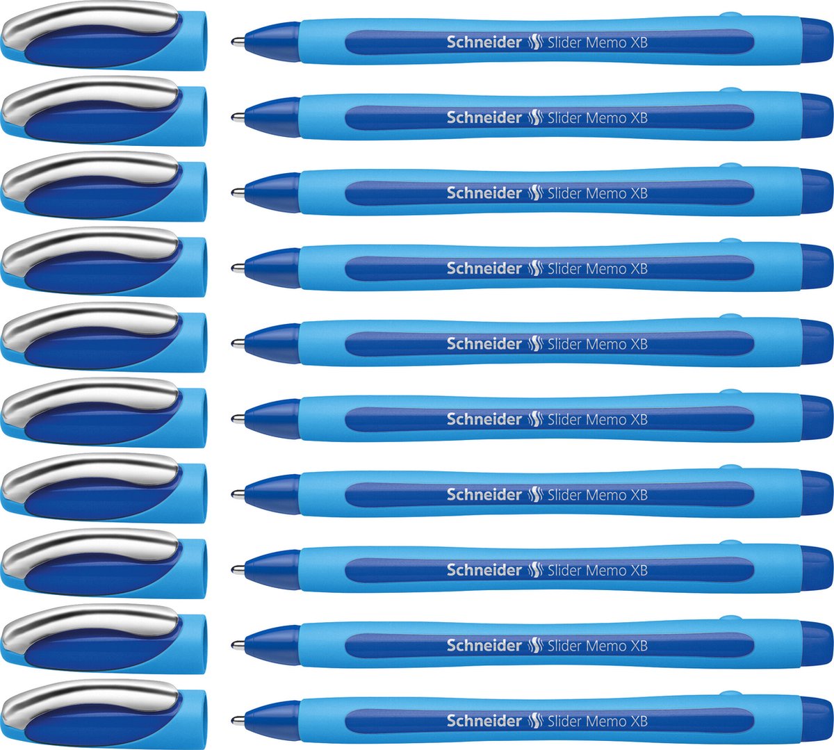 Schneider instruments d'écriture stylo à bille schneider - slider memo - xb - 1,4 mm - bleu - 10 pièces - s-150203-10