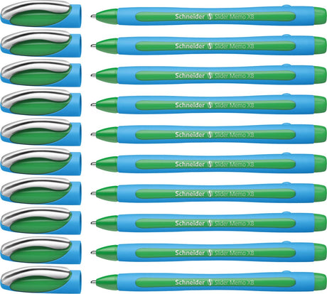 Schneider instruments d'écriture stylo à bille schneider - slider memo - xb - 1,4 mm - vert - 10 pièces - s-150204-10