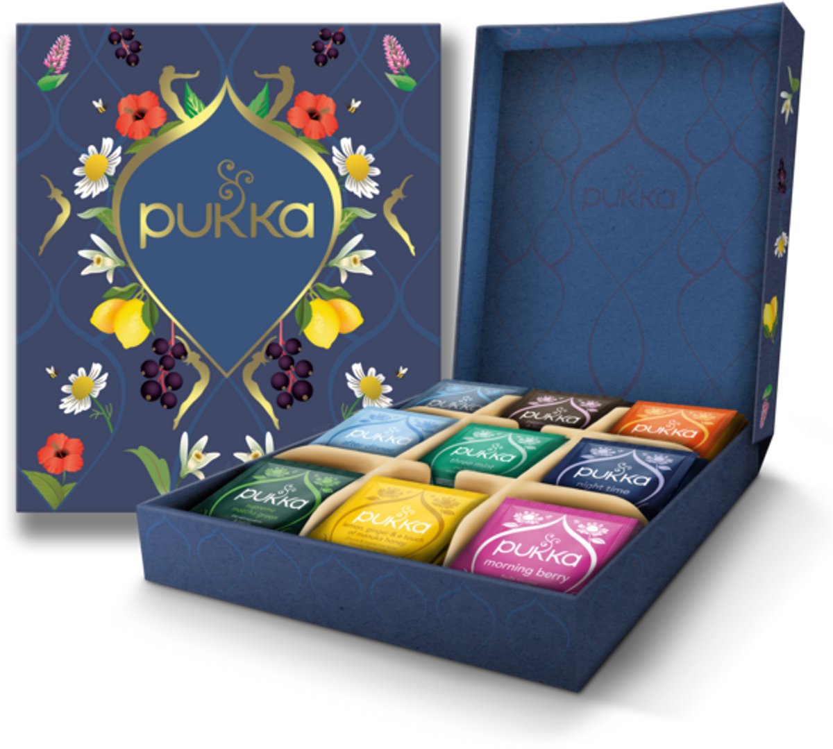 Pukka tea hero collection coffret cadeau - 45 sachets de thé - tisane bio - 9 x 5 sachets - coffret cadeau - boîte à thé - coffret cadeau thé