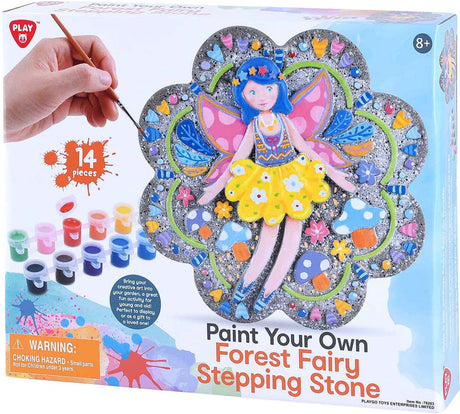 Playgo peignez votre propre fée de la forêt sur un ensemble de peinture sur pierre - 14 pcs.