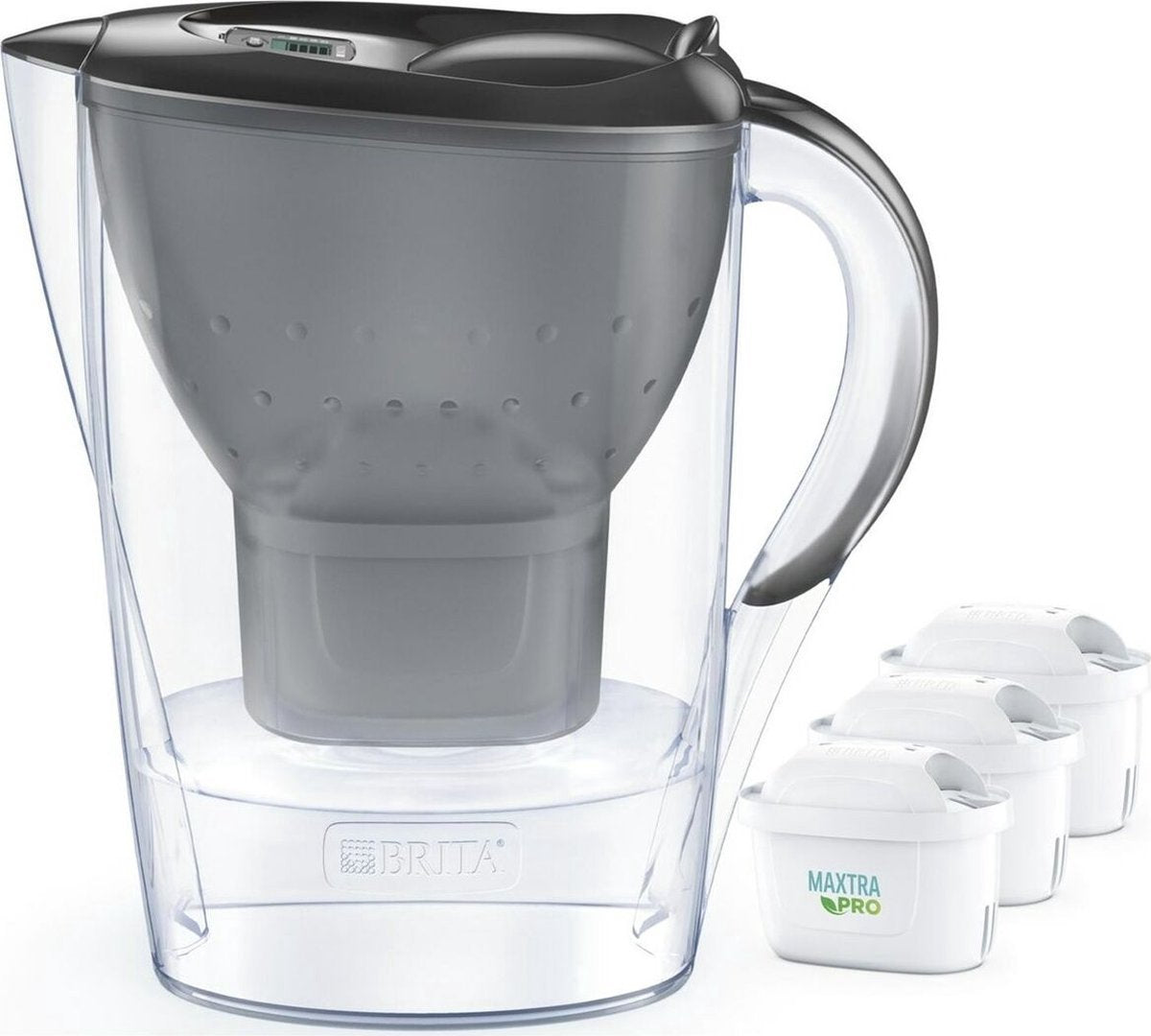 2978 cruche avec filtre brita marella +3 maxtra pro pp polypropylène gris 2,4 l 150 l