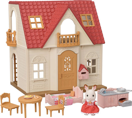 La maison de départ 5567 des familles Sylvanian - comprenant des meubles et 1 lapin en chocolat doux et velouté - peut être combinée avec une autre maison de poupée (5708) pour former une méga-grande maison de poupée