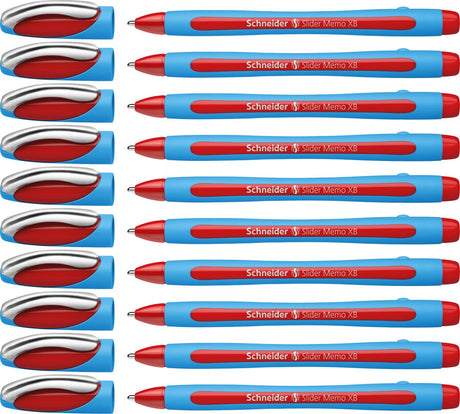 Schneider instruments d'écriture stylo à bille schneider - slider memo - plume xb - largeur d'écriture 1,4 mm - rouge - 10 pièces - s-150202-10