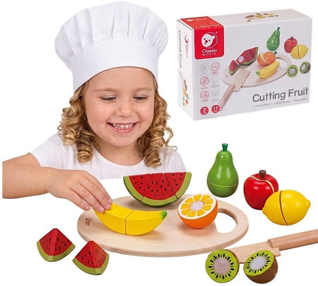 Jouets en bois du monde classique, coupe de fruits en bois