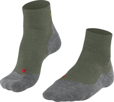 Falke tk5 chaussettes de marche courtes anti-ampoules en laine fine matière fonctionnelle hommes vert - taille 44-45