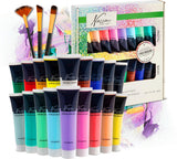 Nassau fine art hobby paint ensemble de peinture acrylique 18 pièces - tubes de peinture 36 ml - peinture acrylique enfants et adultes - 9 pastel 9 couleurs de base - peinture pour travaux manuels pour enfants - ensemble de peinture pour enfants