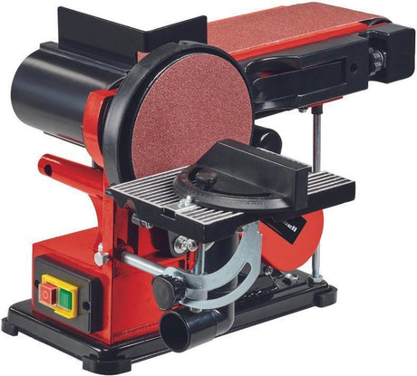Ponceuse électrique à bande et à disque Einhell tc-us 380 - 380 W - vitesse de la bande abrasive 292 m min - vitesse de la ponceuse à disque 1 450 t min - incl. 1x bande abrasive K80 et 1x disque abrasif K80