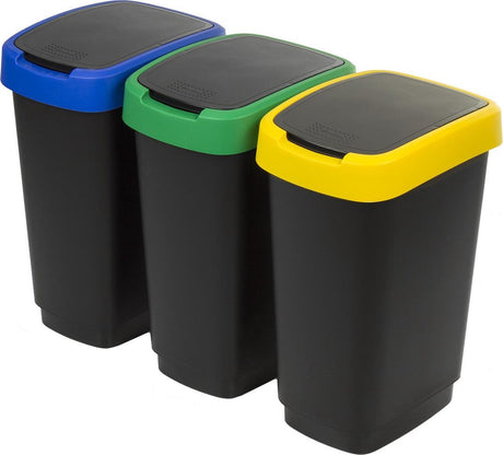Rotho twist - lot de 3 poubelles de tri - 3x 25l
