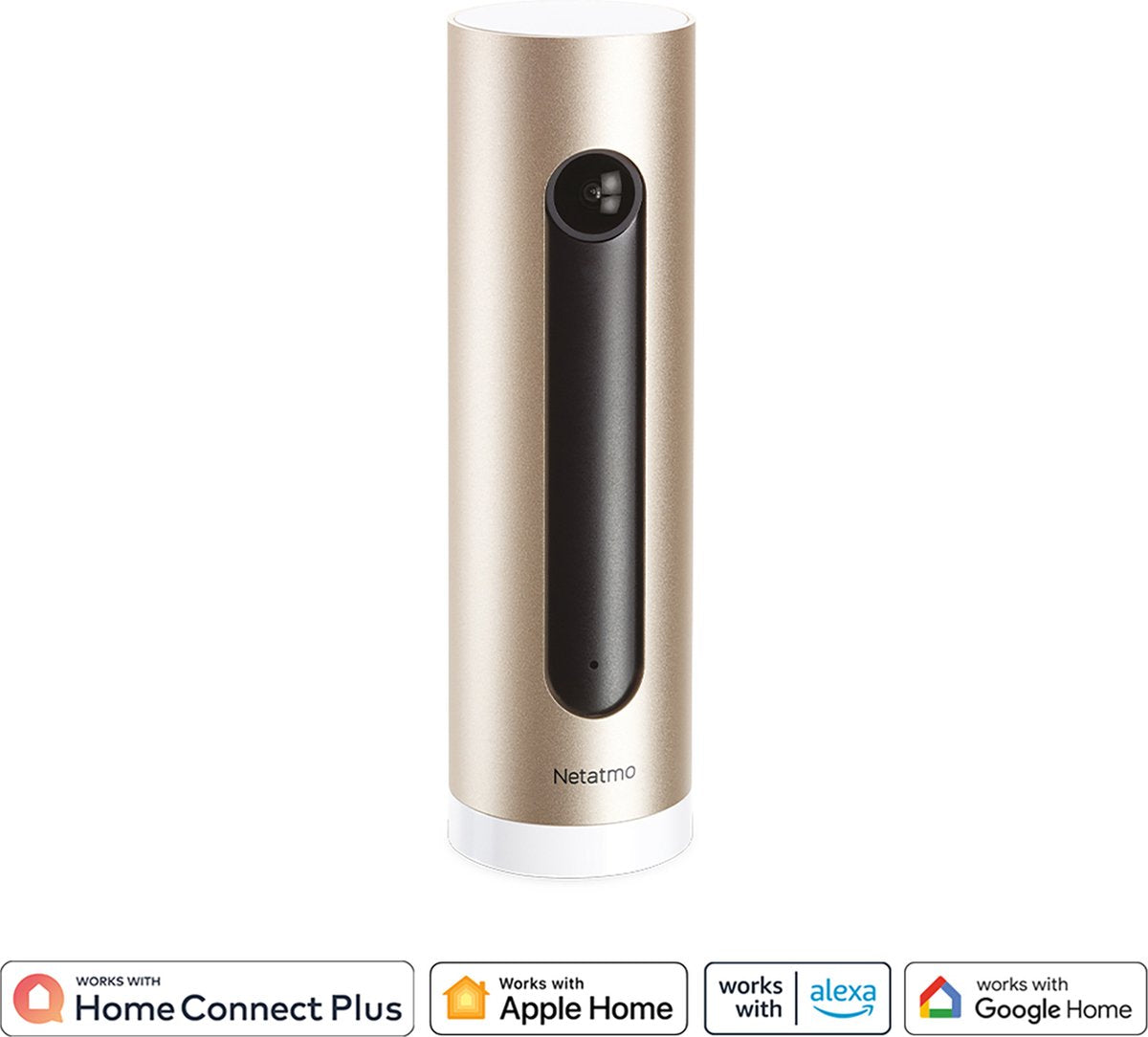 Caméra intérieure intelligente Netatmo - Caméra de sécurité WiFi - détection de mouvement - vision nocturne - fonctionne avec Google Home, Alexa et Apple Home Kit - 1 pièce - or