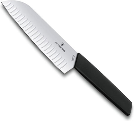 Couteau Santoku suisse moderne Victorinox 17cm - fossettes - noir