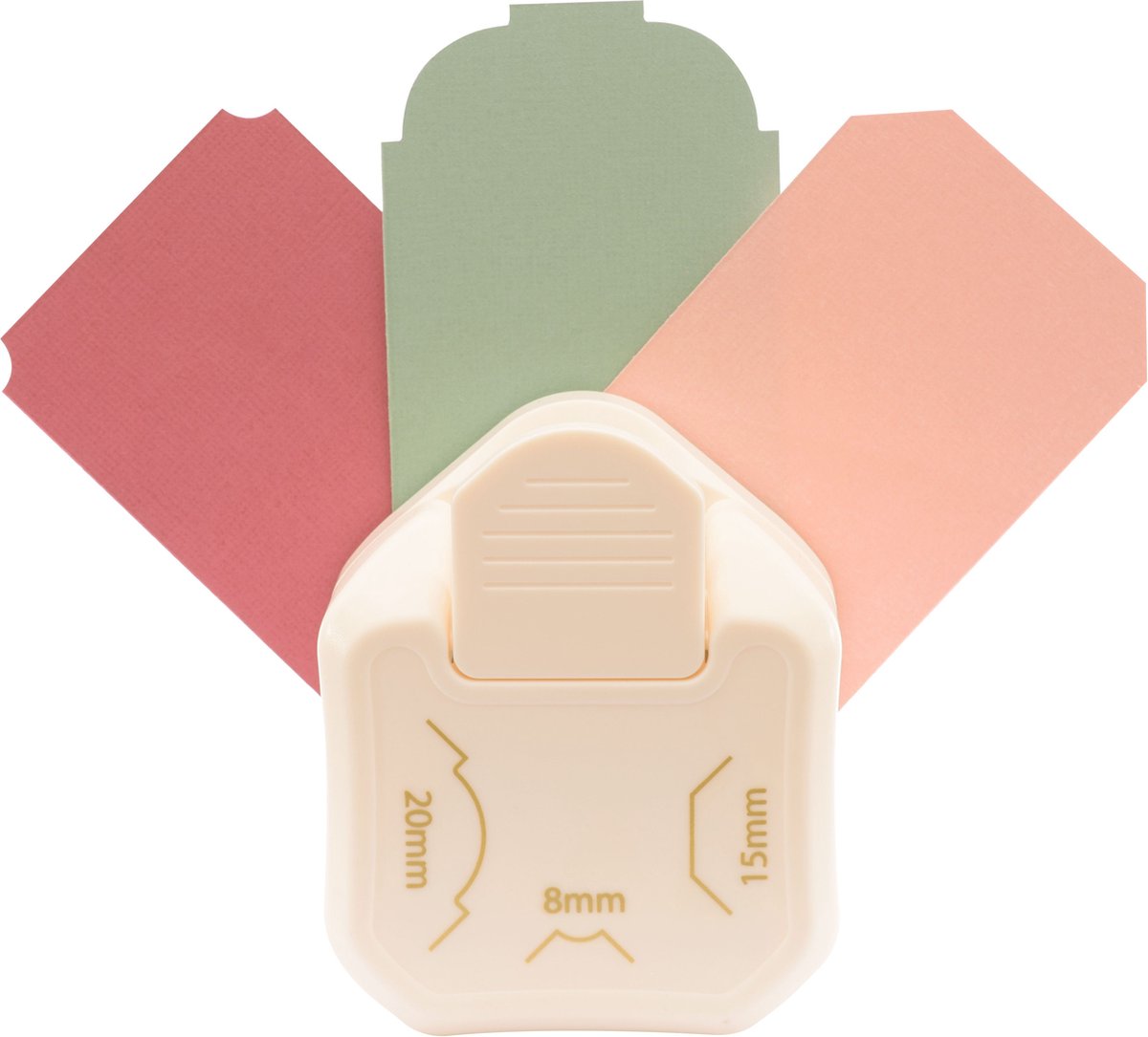 Vaessen creative pons - hoekpons en 3 in 1 label pons - 8, 15, 20 mm - ivoor