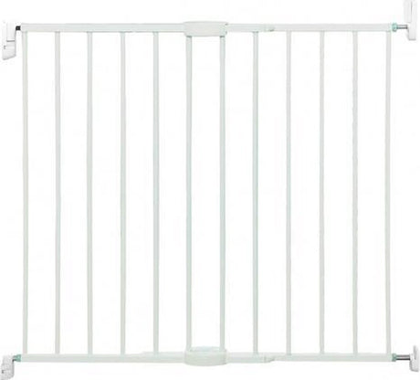 Barrière à vis métallique Munchkin - Barrière d'escalier avec perçage - Barrière de sécurité avec fixation murale - 64,5 à 102 cm - réglable en haut et en bas - blanc