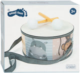 Petit pied - tambour en bois animaux sauvages avec des bâtons, 3dlg.