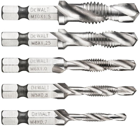 Dewalt accessoires dt50060 | tap drill bit set | 1 4 hex | metrische draad m4 m5 m6 m8 m10 - dt50060-qz