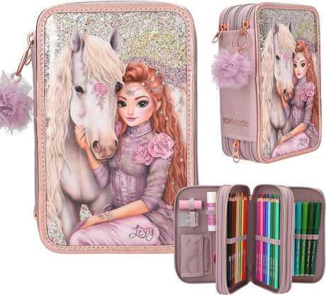 Depesche - trousse 3 compartiments top modèle - viva violet