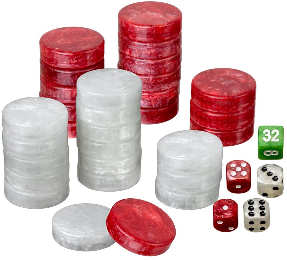 Jeu de pièces de backgammon Philos grand 34 mm rouge blanc
