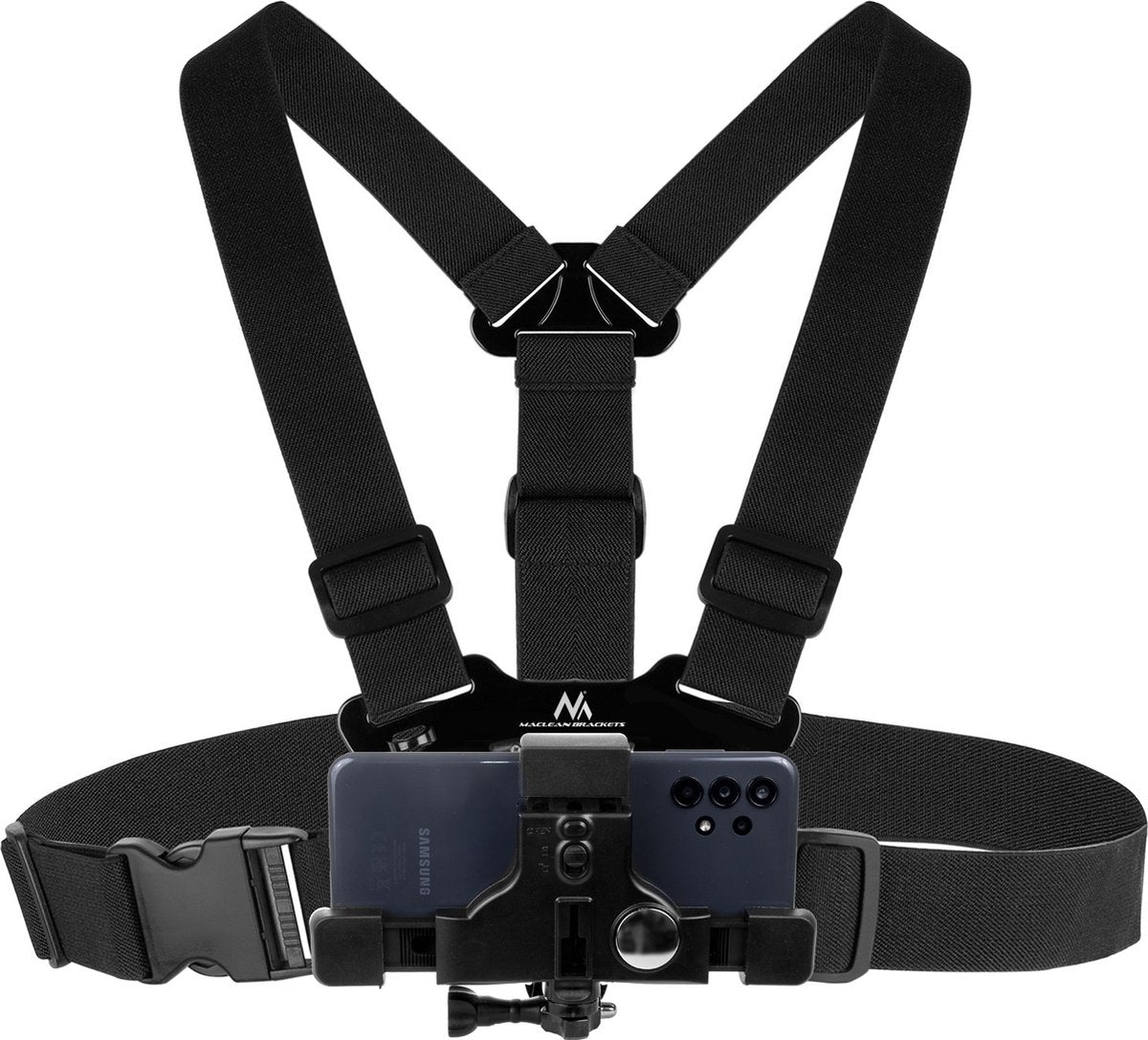 Maclean - sangle pectorale pour support d'appareil photo pour téléphone portable - universelle - noir