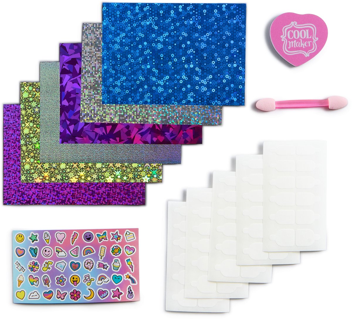 Cool Maker Go Glam Foil Nail Set avec 6 feuilles de paillettes et autocollants pour ongles pour 5 bricolage manucure jouets artisanaux