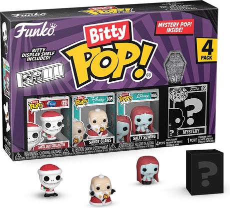 Funko l'étrange Noël de Monsieur Jack Skellington, griffes de sable, couture Sally + figurine mystère (bitty pop ! lot de 4)