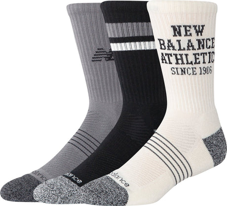 New Balance Active Graphic Crew Chaussettes Lot de 3 chaussettes de sport unisexes – assorties