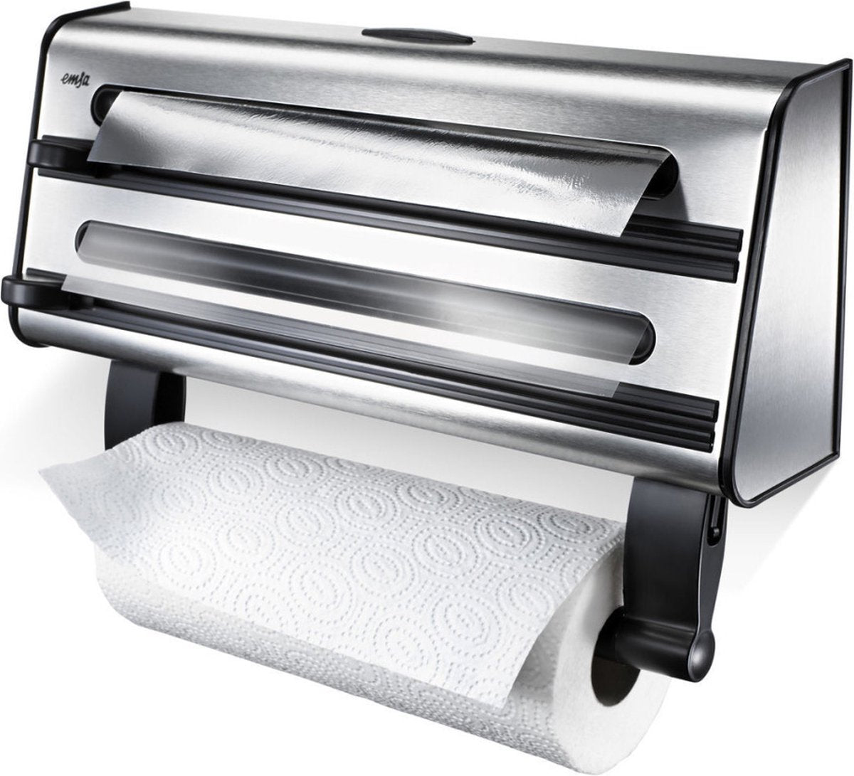 Emsa Contura porte-rouleau de cuisine 3 parties en acier inoxydable