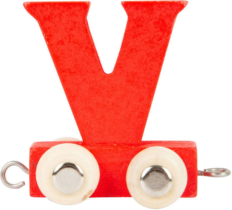Small foot - train de lettres en bois rouge - v - 12 pièces