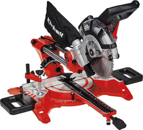 Scie à onglets radiale électrique Einhell tc-sm 2131 2 dual - 1800w - ø210 mm - tête de scie inclinable à gauche et à droite - avec laser - incl. Lame de scie 48 dents