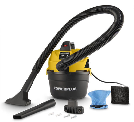 Aspirateur électrique Powerplus powx318 humide-sec - aspirateur 750w espace de travail, maison, jardin, voiture - réservoir 4l - avec 2 acc.